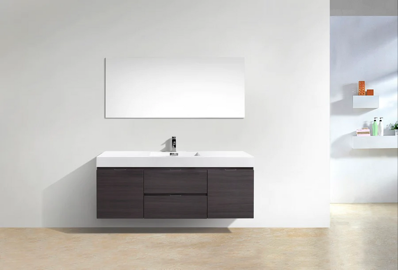KubeBath Bliss 60" Single Sink Wall Mount Modern Bathroom Vanity