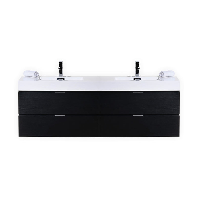 KubeBath Bliss 72" Double Sink Wall Mount Modern Bathroom Vanity