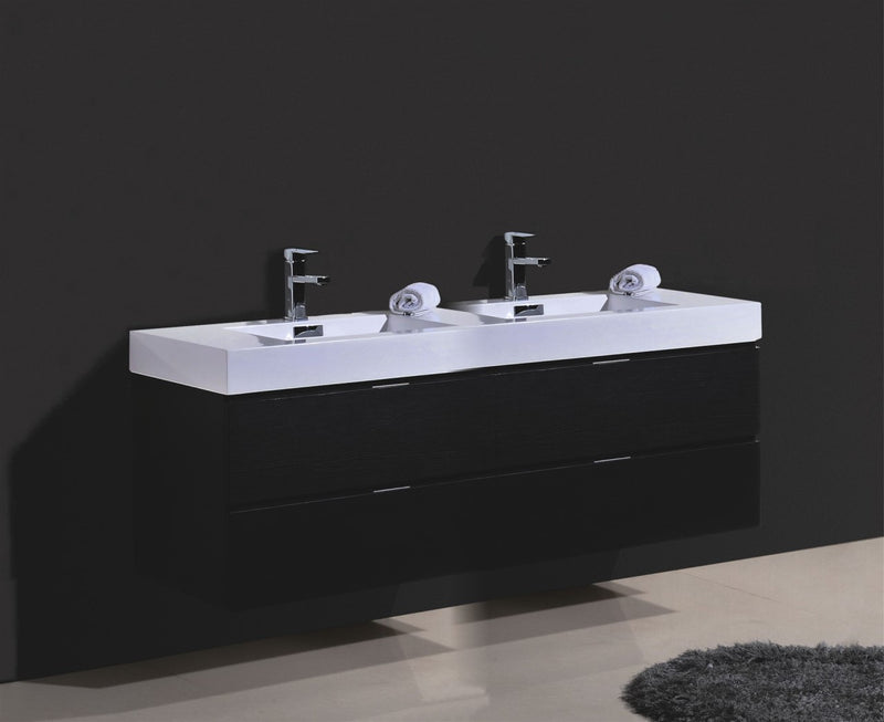 KubeBath Bliss 72" Double Sink Wall Mount Modern Bathroom Vanity