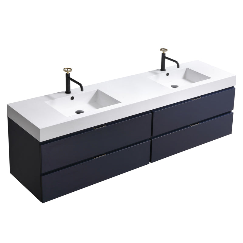 KubeBath Bliss 72" Double Sink Wall Mount Modern Bathroom Vanity