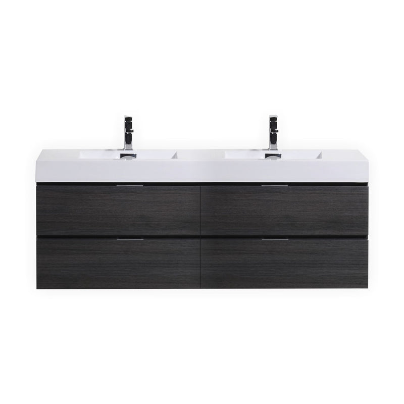 KubeBath Bliss 72" Double Sink Wall Mount Modern Bathroom Vanity