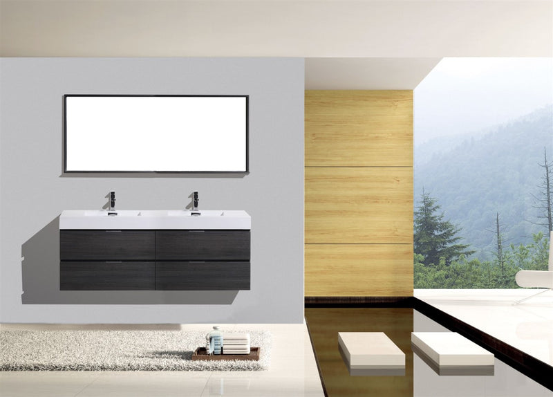 KubeBath Bliss 72" Double Sink Wall Mount Modern Bathroom Vanity
