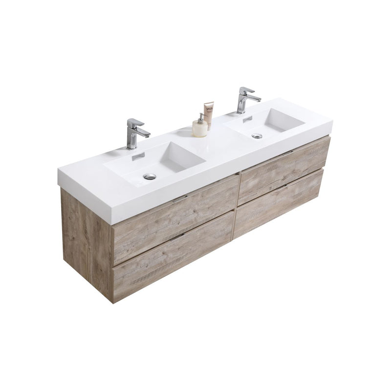 KubeBath Bliss 72" Double Sink Wall Mount Modern Bathroom Vanity
