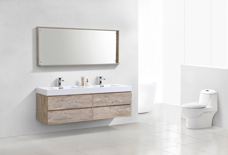 KubeBath Bliss 72" Double Sink Wall Mount Modern Bathroom Vanity