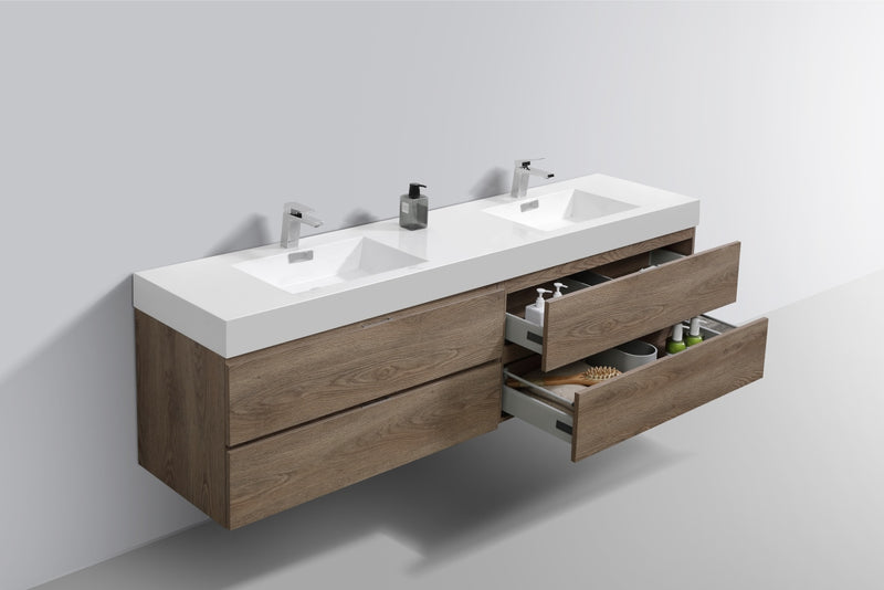 KubeBath Bliss 80" Double Sink Wall Mount Modern Bathroom Vanity