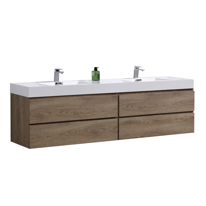 KubeBath Bliss 80" Double Sink Wall Mount Modern Bathroom Vanity