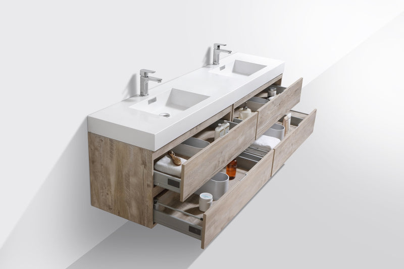 KubeBath Bliss 80" Double Sink Wall Mount Modern Bathroom Vanity
