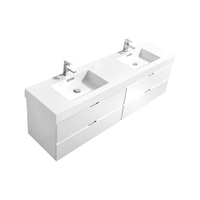 KubeBath Bliss 80" Double Sink Wall Mount Modern Bathroom Vanity