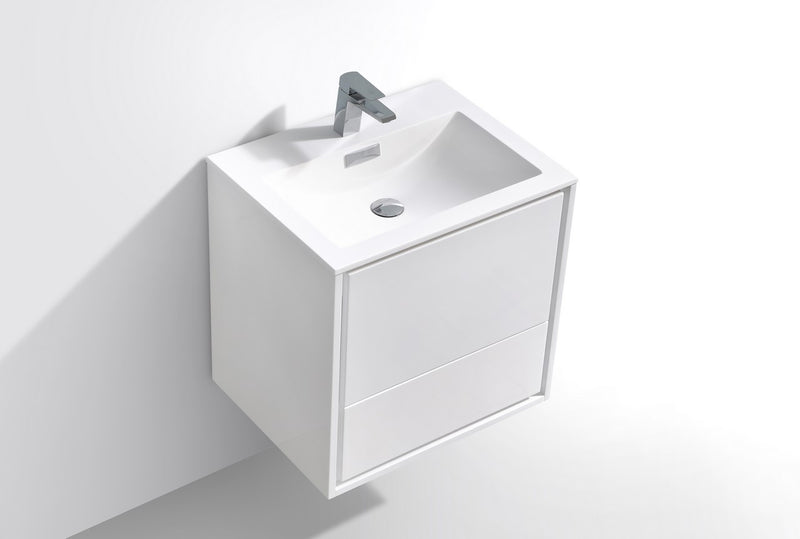 KubeBath DeLusso 24" Wall Mount Modern Bathroom Vanity