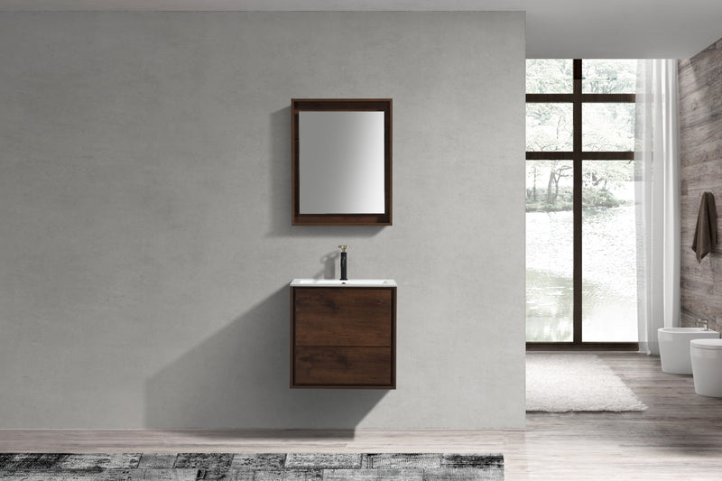 KubeBath DeLusso 24" Wall Mount Modern Bathroom Vanity
