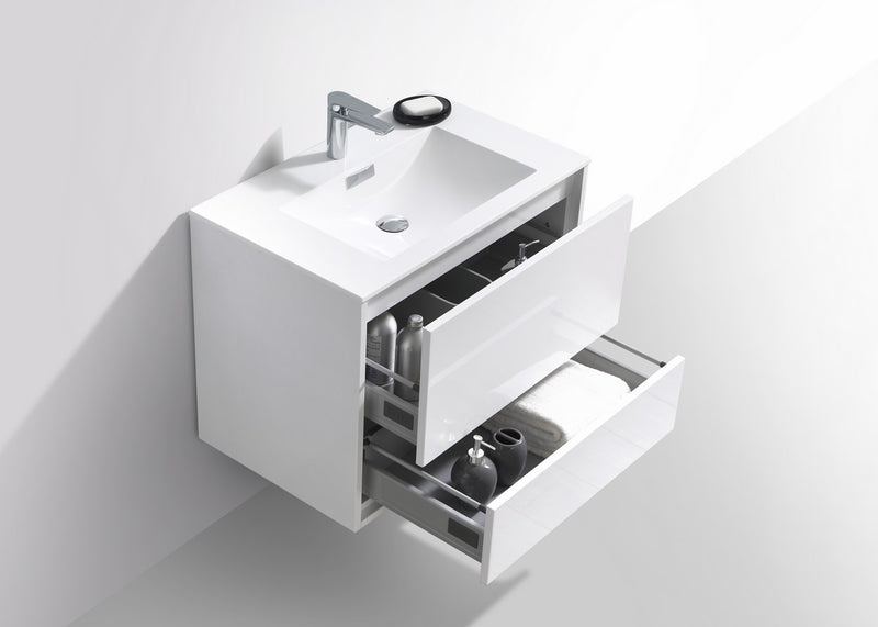KubeBath DeLusso 30" Wall Mount Modern Bathroom Vanity