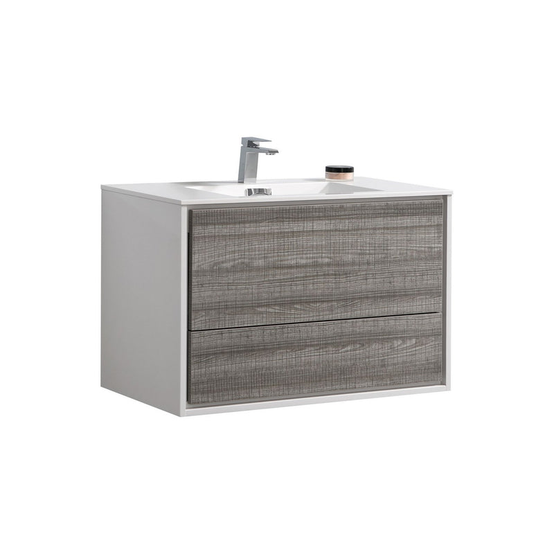 KubeBath DeLusso 36" Wall Mount Modern Bathroom Vanity