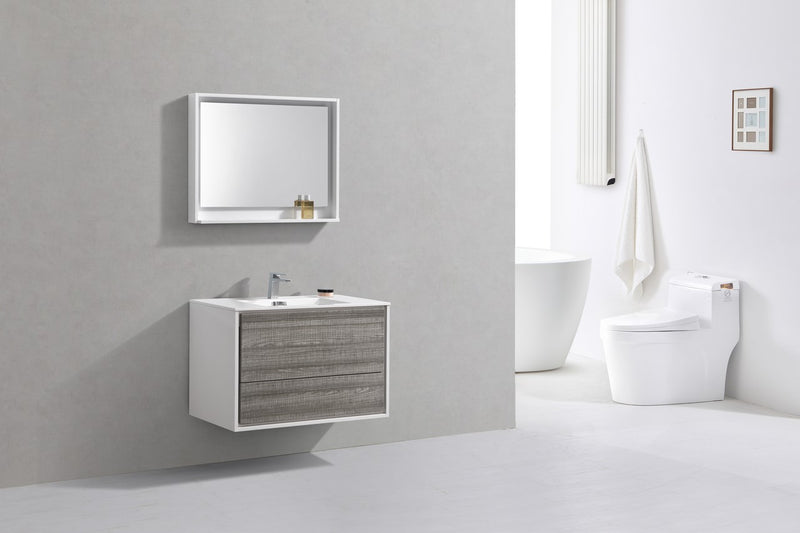 KubeBath DeLusso 36" Wall Mount Modern Bathroom Vanity