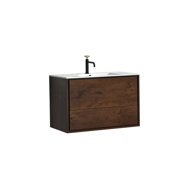 KubeBath DeLusso 36" Wall Mount Modern Bathroom Vanity