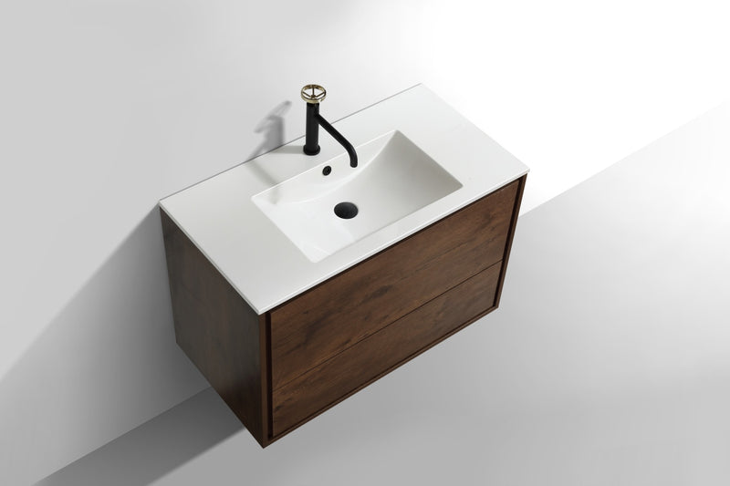 KubeBath DeLusso 36" Wall Mount Modern Bathroom Vanity