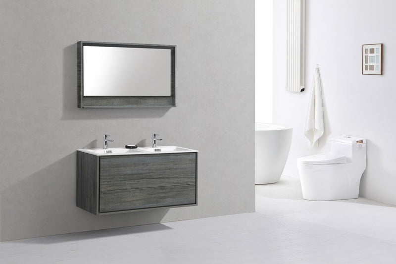 KubeBath DeLusso 48" Double Sink Wall Mount Modern Bathroom Vanity