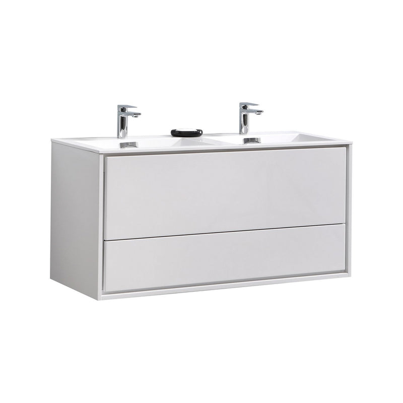 KubeBath DeLusso 48" Double Sink Wall Mount Modern Bathroom Vanity