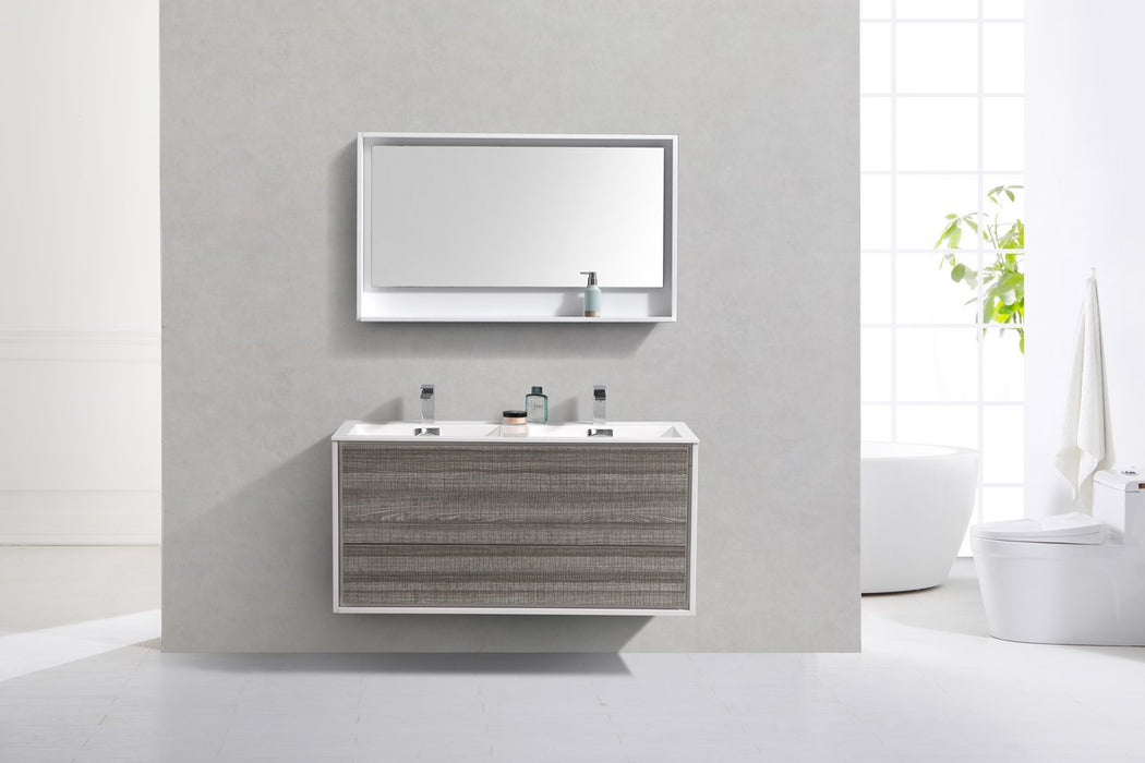 KubeBath DeLusso 48" Double Sink Wall Mount Modern Bathroom Vanity