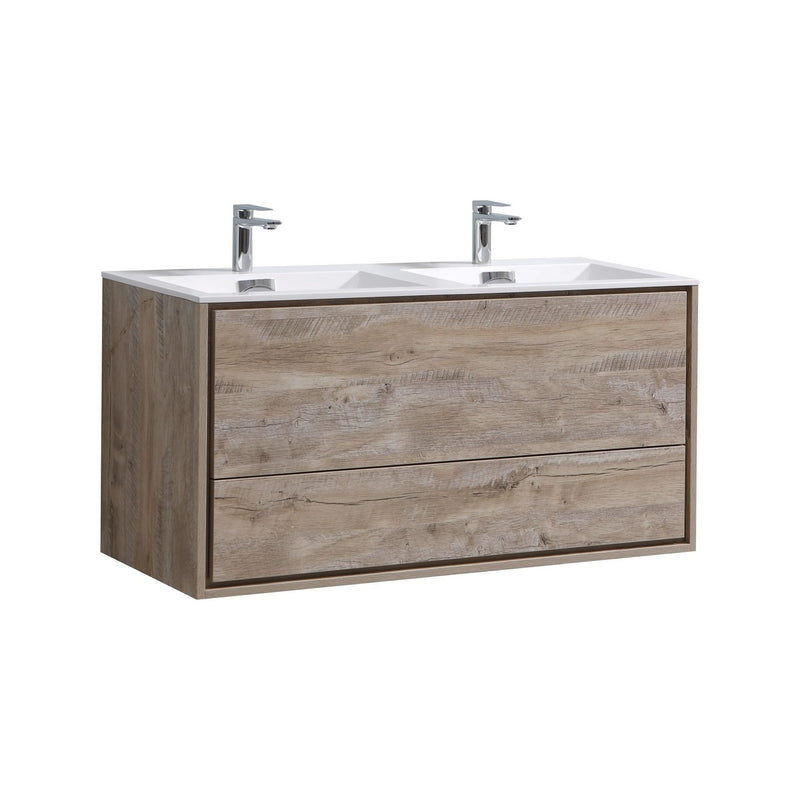 KubeBath DeLusso 48" Double Sink Wall Mount Modern Bathroom Vanity