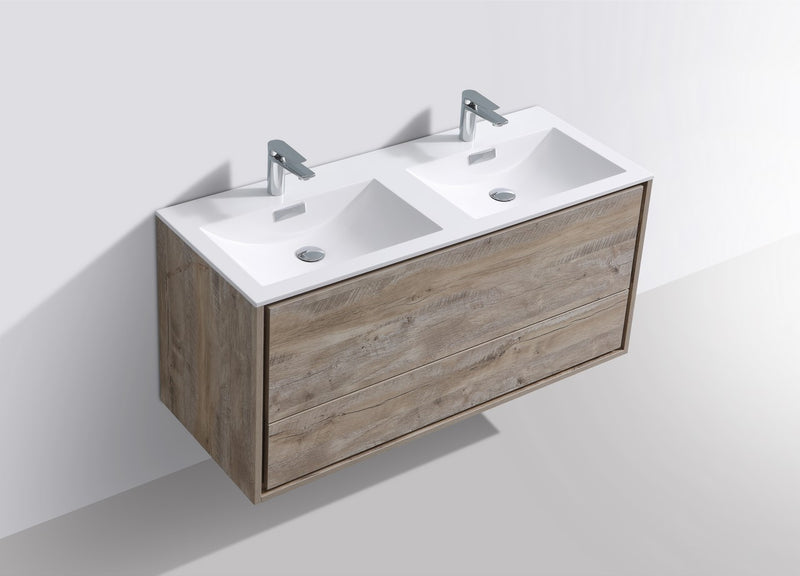 KubeBath DeLusso 48" Double Sink Wall Mount Modern Bathroom Vanity
