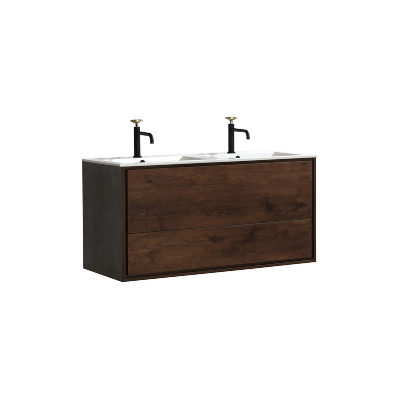 KubeBath DeLusso 48" Double Sink Wall Mount Modern Bathroom Vanity