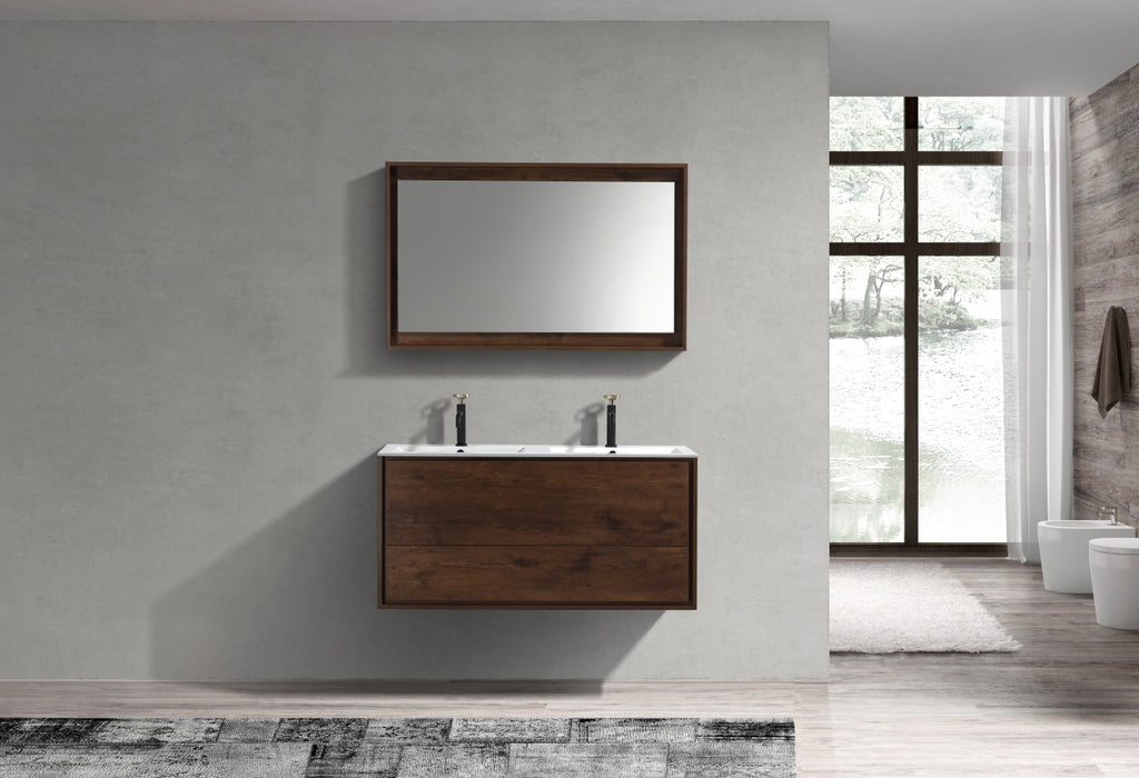 KubeBath DeLusso 48" Double Sink Wall Mount Modern Bathroom Vanity