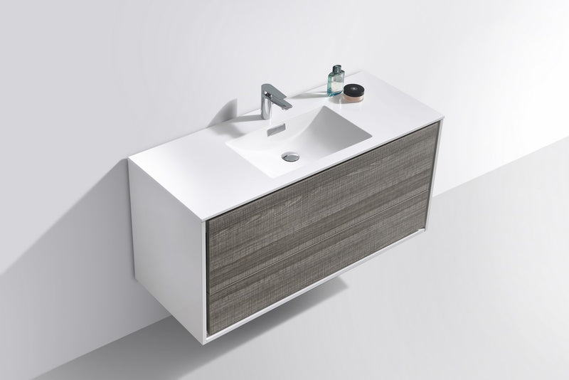 KubeBath DeLusso 48" Single Sink Wall Mount Modern Bathroom Vanity