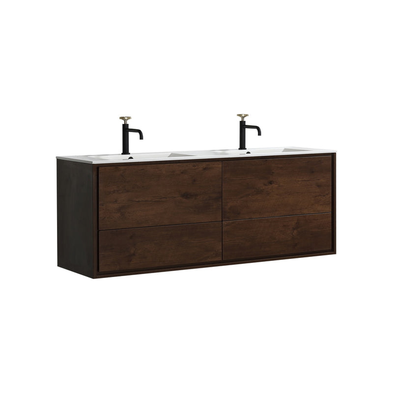 KubeBath DeLusso 60" Double Sink Wall Mount Modern Bathroom Vanity