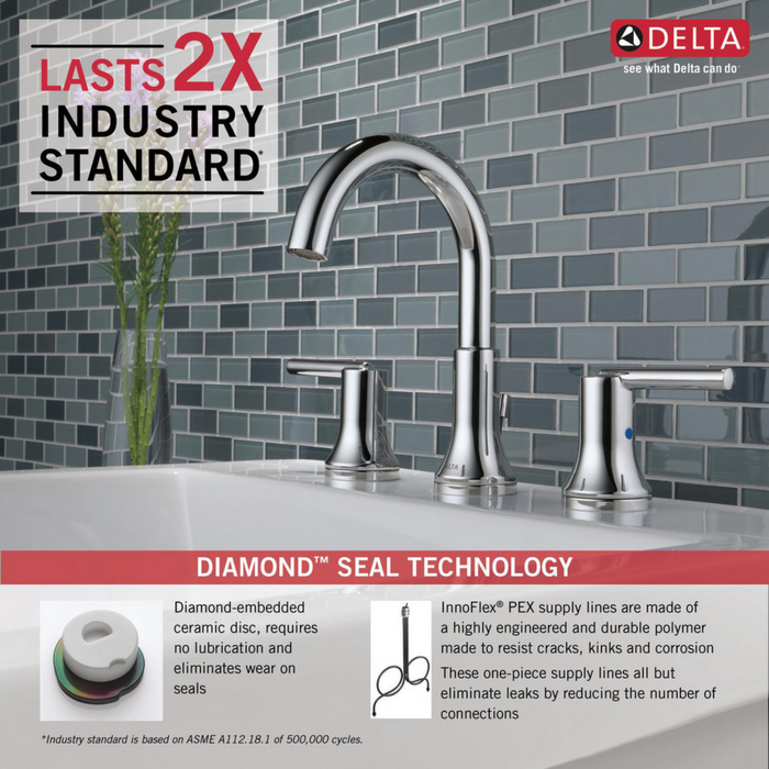 Delta Trinsic Widespread Bathroom Faucet in Chrome