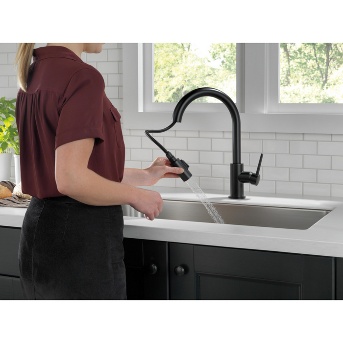 Delta Trinsic Single Handle Pull-Down Kitchen Faucet in Matte Black