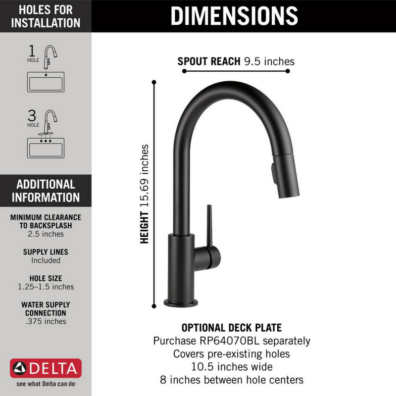 Delta Trinsic Single Handle Pull-Down Kitchen Faucet in Matte Black