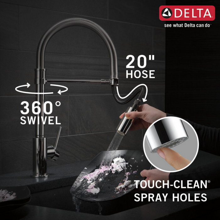 Delta Trinsic Pro Single Handle Pull-Down Kitchen Faucet With Spring Spout - Chrome