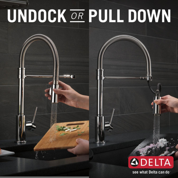 Delta Trinsic Pro Single Handle Pull-Down Kitchen Faucet With Spring Spout - Chrome