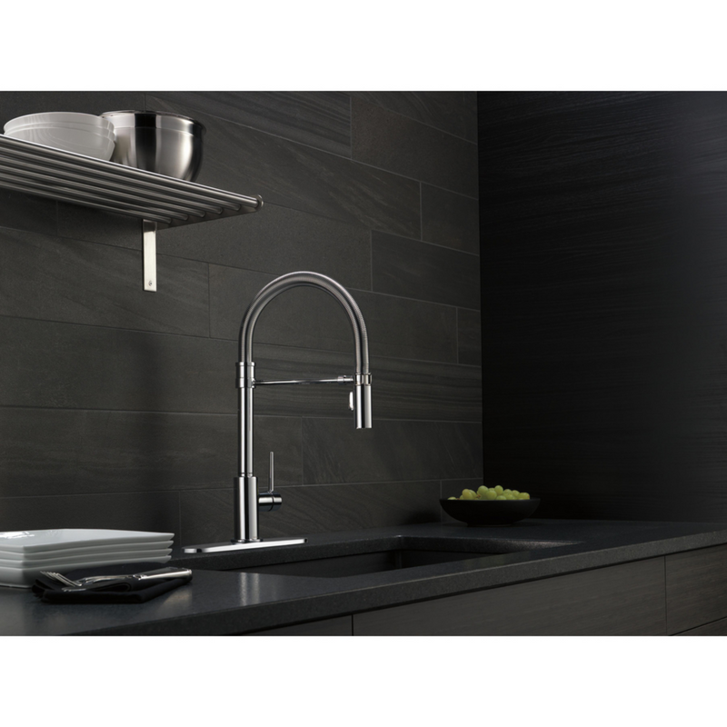 Delta Trinsic Pro Single Handle Pull-Down Kitchen Faucet With Spring Spout - Chrome