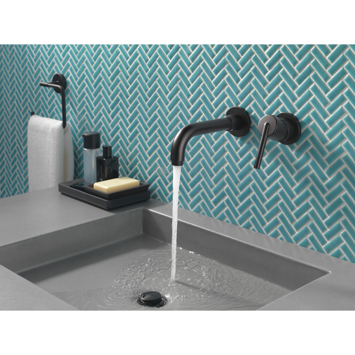 Delta Trinsic Single Handle Wall Mount Bathroom Faucet Trim in Matte Black