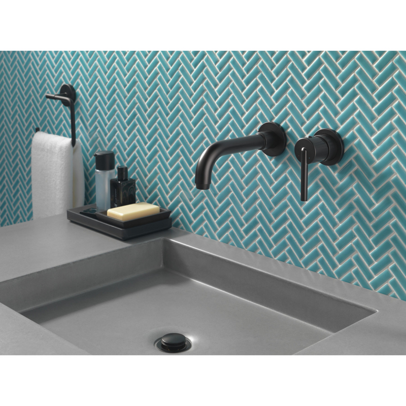 Delta Trinsic Single Handle Wall Mount Bathroom Faucet Trim in Matte Black