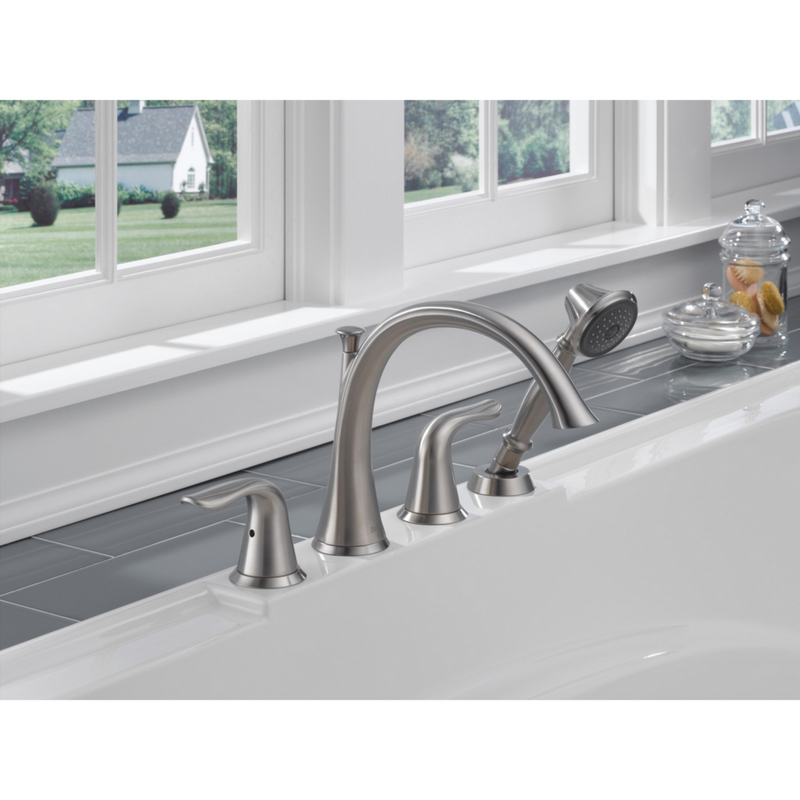 Delta Lahara Roman Tub with Handshower Trim in Stainless