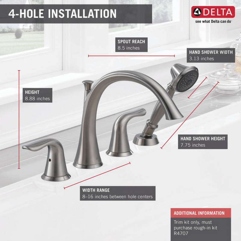 Delta Lahara Roman Tub with Handshower Trim in Stainless