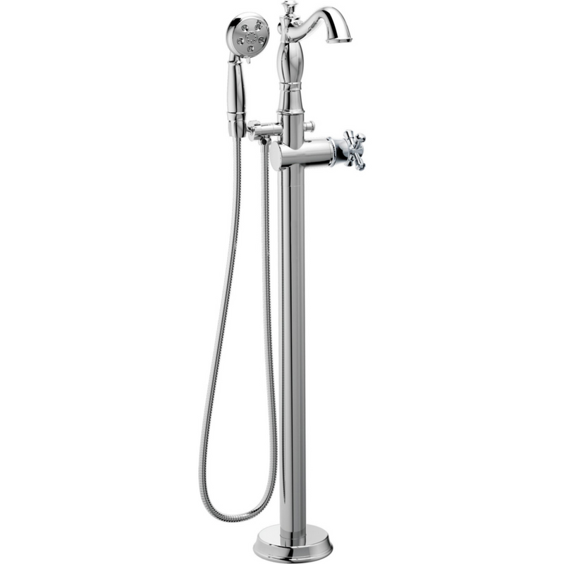 Delta Single Handle Floor Mount Tub Filler Trim With Hand Shower - Less Handle
