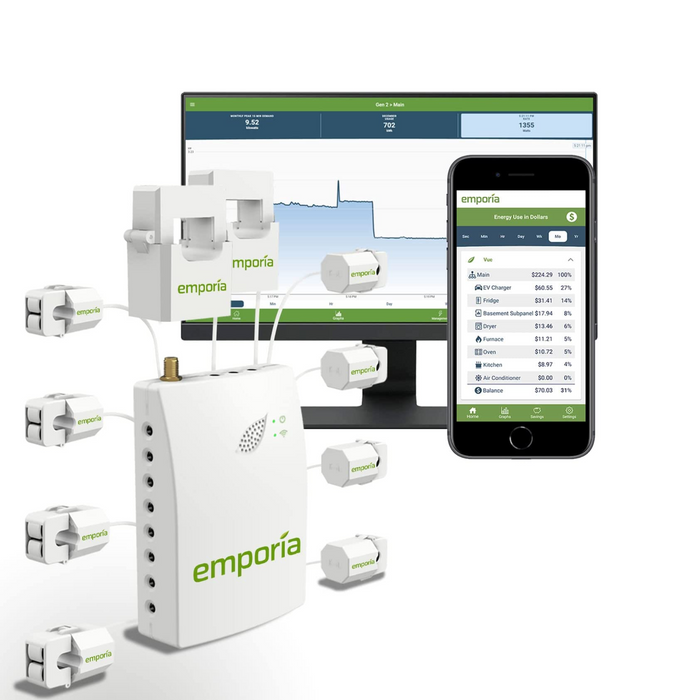 Emporia Gen 2 Vue Smart Home Energy Monitor with 8 50A Circuit Level Sensors