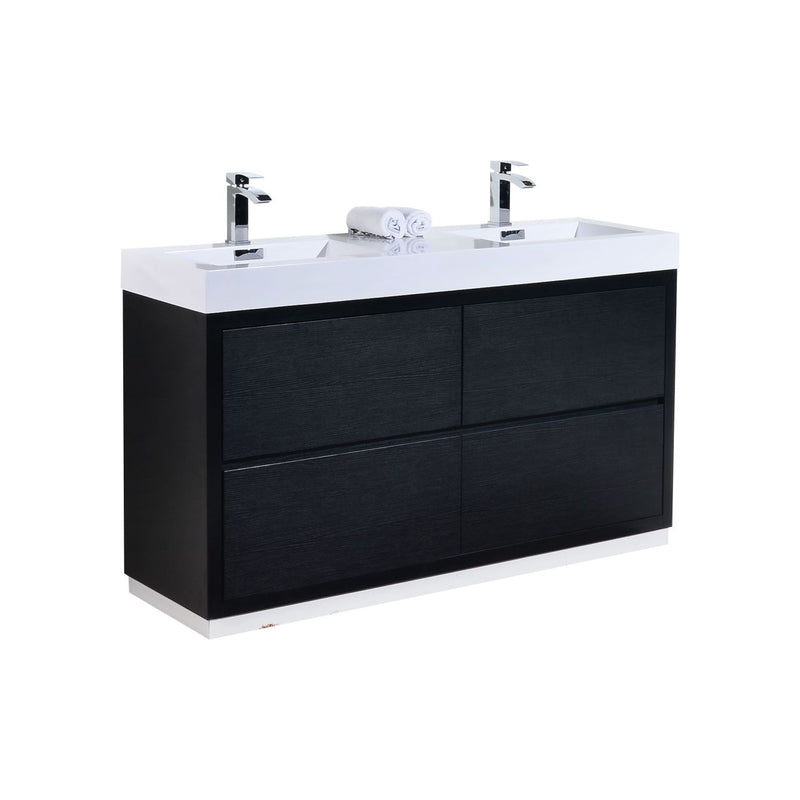 KubeBath Bliss 60" Double Sink Freestanding Modern Bathroom Vanity