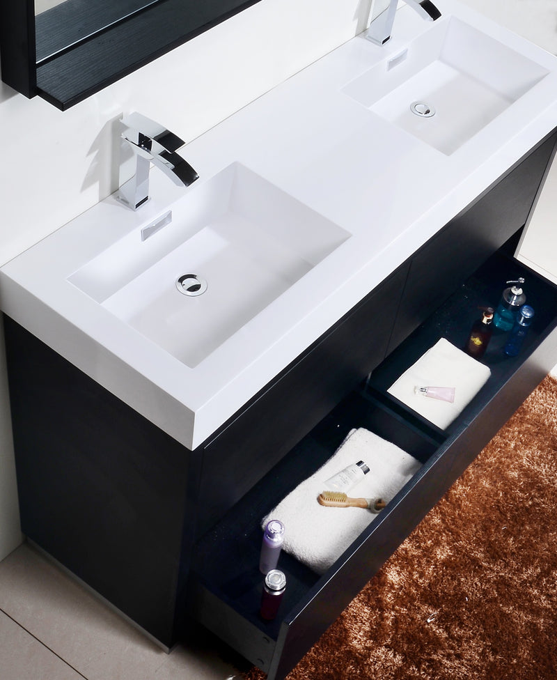 KubeBath Bliss 60" Double Sink Freestanding Modern Bathroom Vanity
