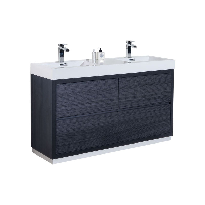 KubeBath Bliss 60" Double Sink Freestanding Modern Bathroom Vanity