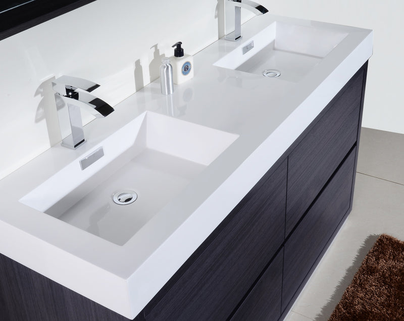 KubeBath Bliss 60" Double Sink Freestanding Modern Bathroom Vanity
