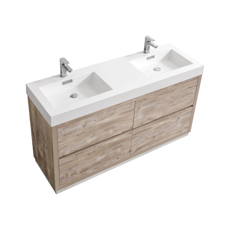KubeBath Bliss 60" Double Sink Freestanding Modern Bathroom Vanity