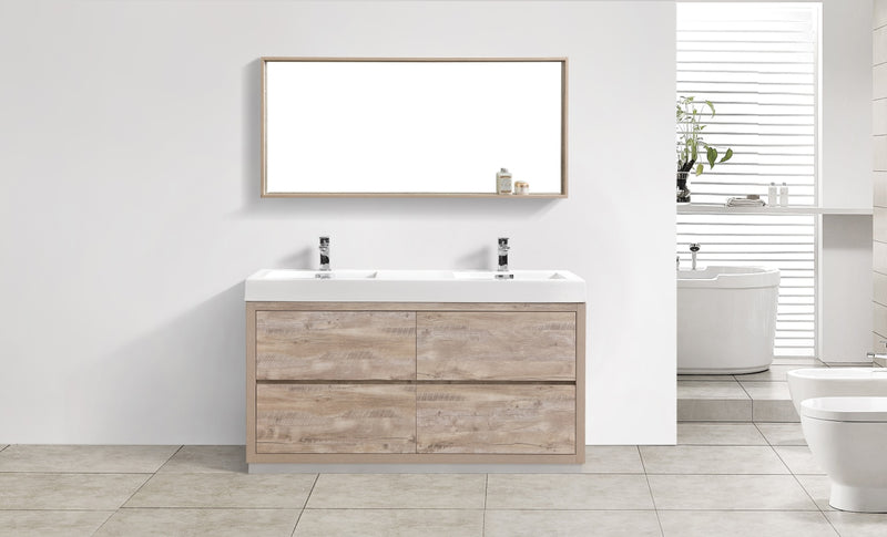 KubeBath Bliss 60" Double Sink Freestanding Modern Bathroom Vanity