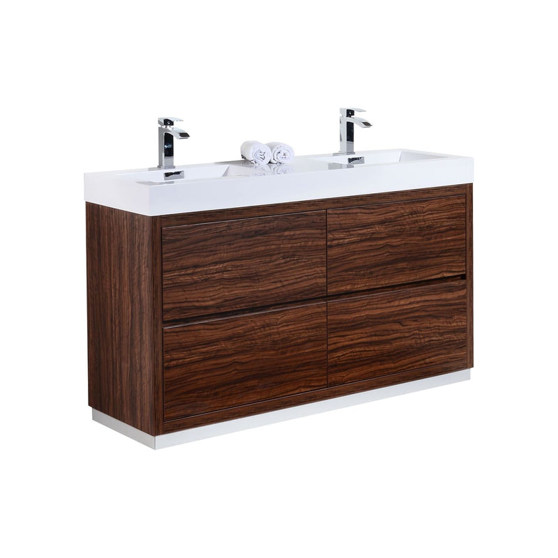 KubeBath Bliss 60" Double Sink Freestanding Modern Bathroom Vanity