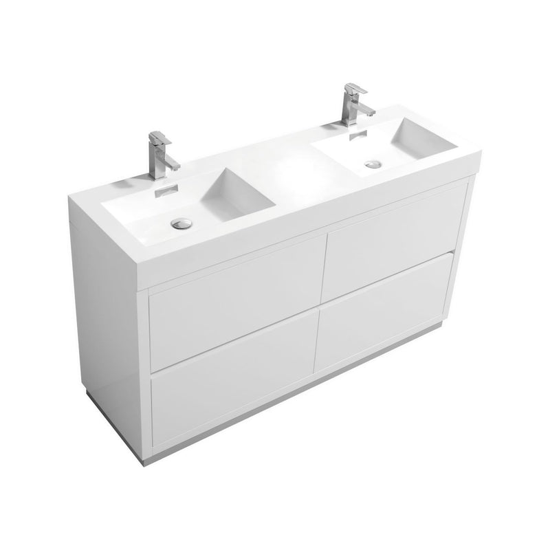 KubeBath Bliss 60" Double Sink Freestanding Modern Bathroom Vanity