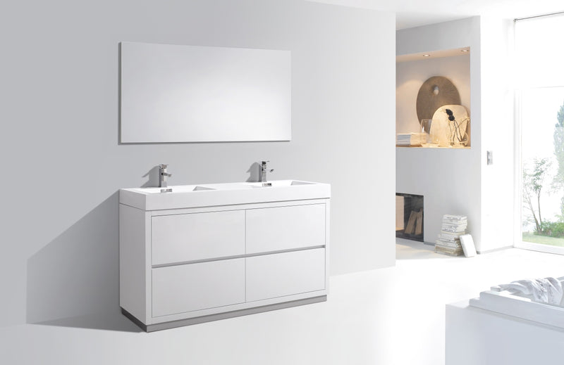 KubeBath Bliss 60" Double Sink Freestanding Modern Bathroom Vanity