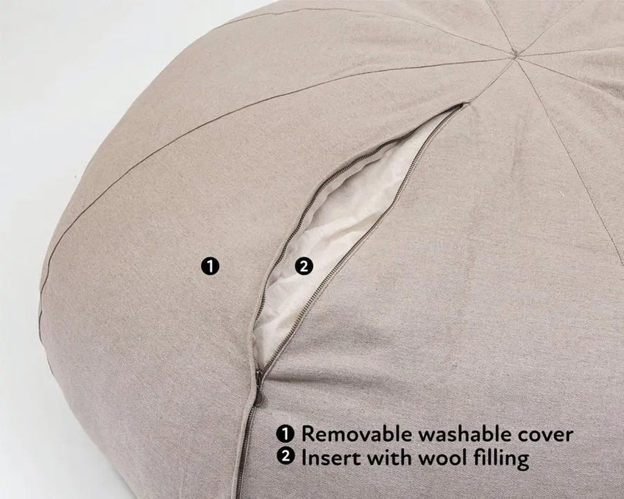 Home of Wool Oeko-Tex Large Round Wool Bean Bag Chair